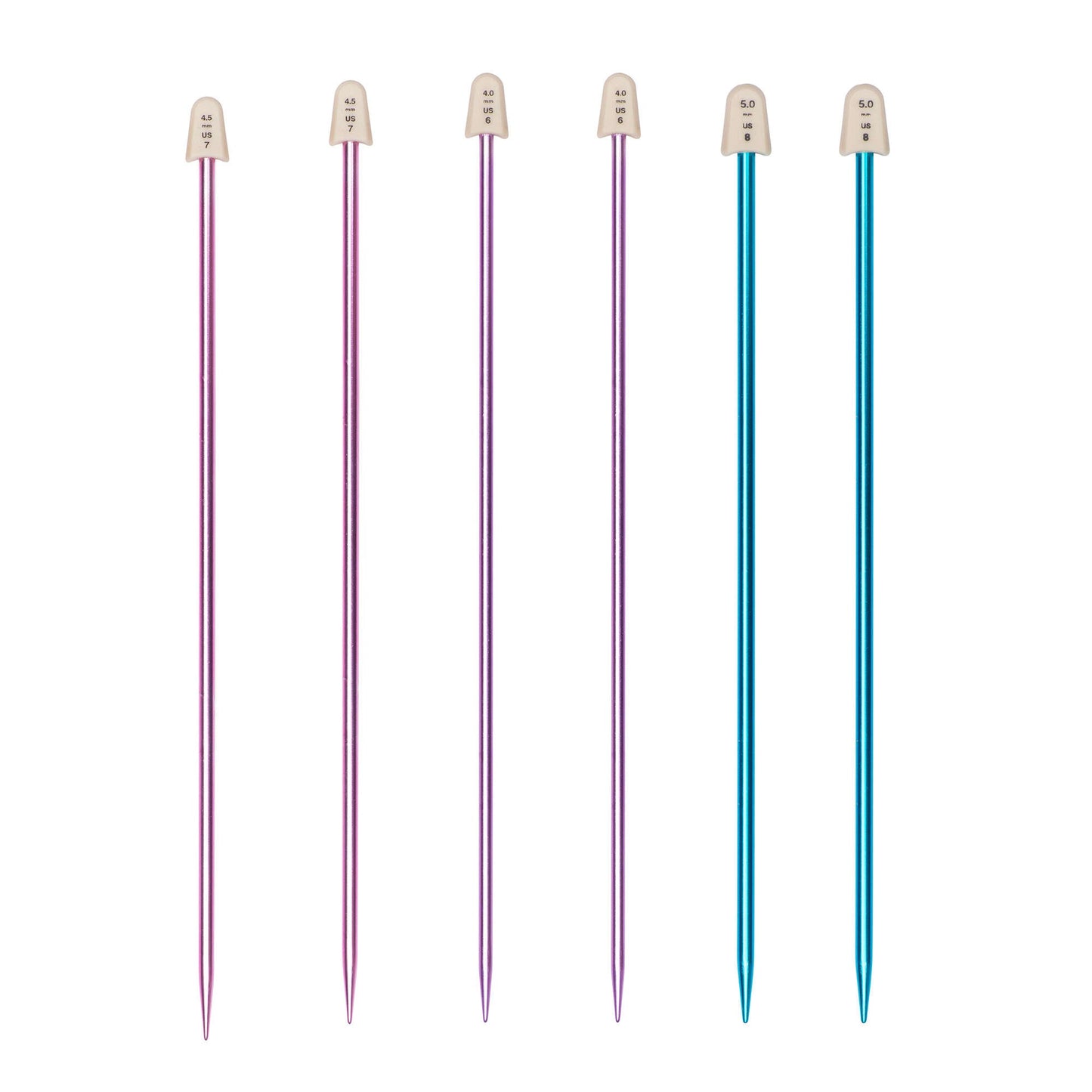 SB Silvalume 10" Single Point Knitting Needles, Set of 3
