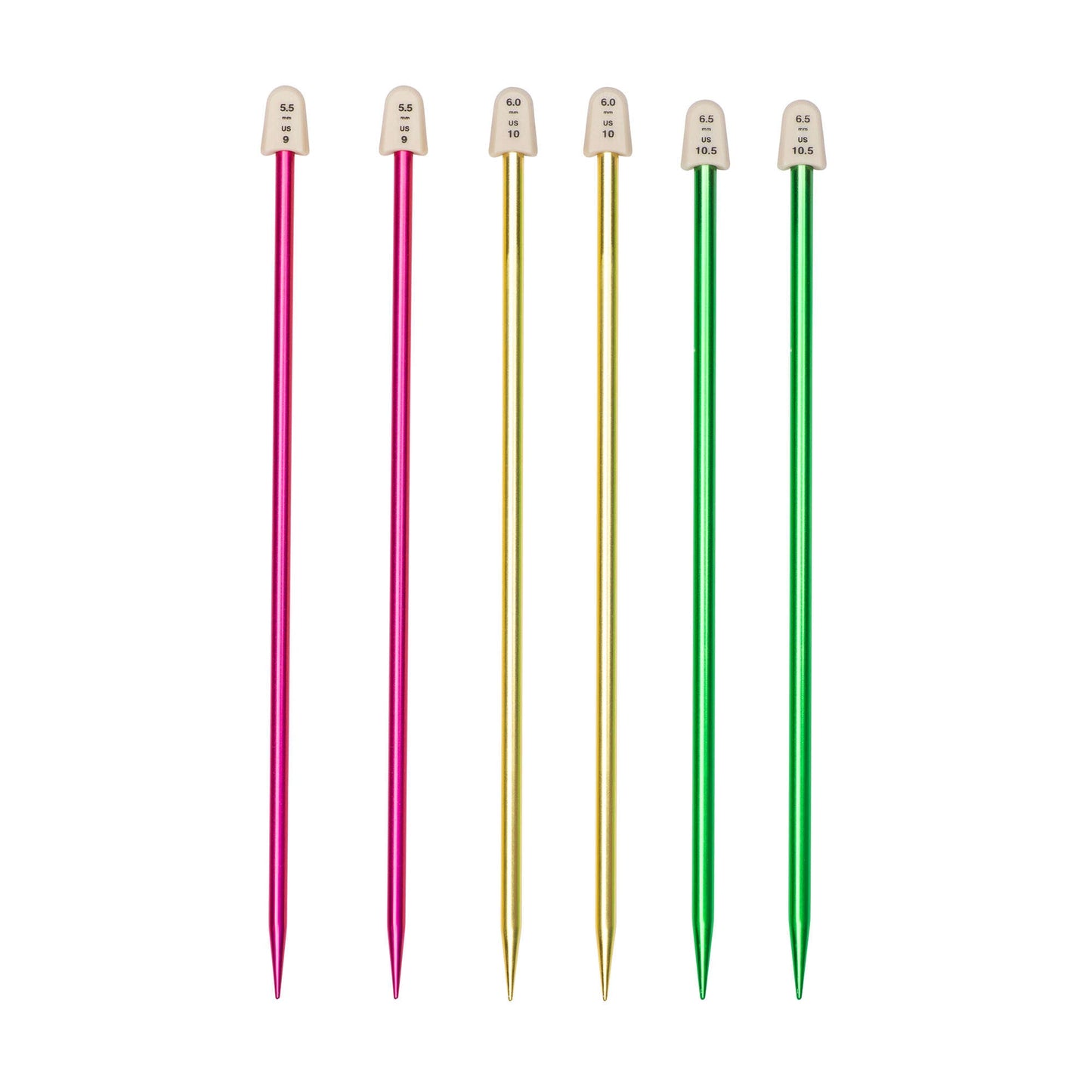 SB Silvalume 10" Single Point Knitting Needles, Set of 3