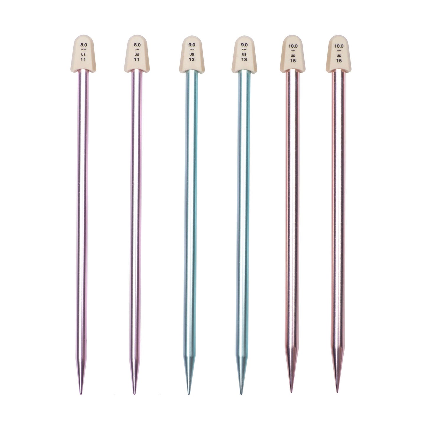 SB Silvalume 10" Single Point Knitting Needles, Set of 3
