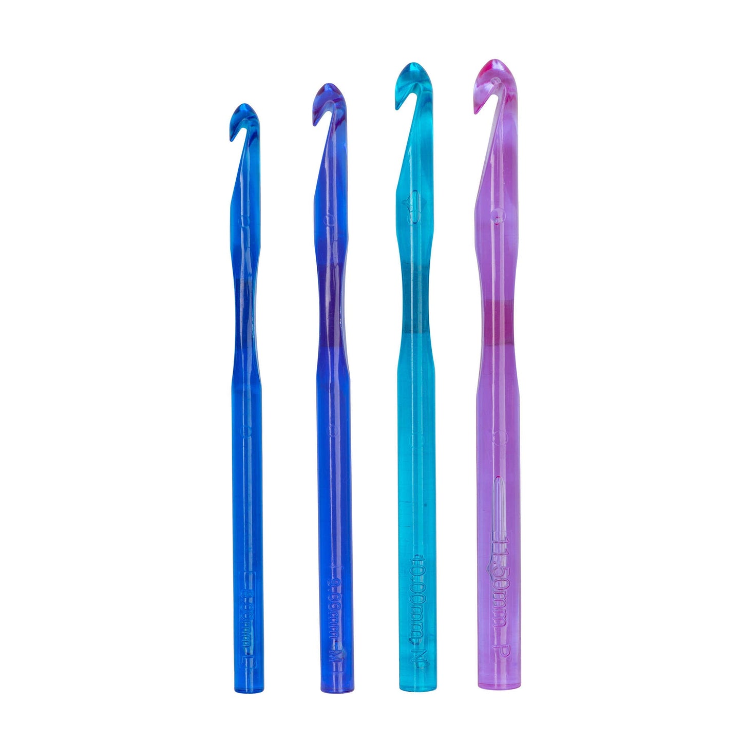 SB Crystalites Set of 4 Crochet Hooks, U.S. L/11, M/13, N/15, P/16