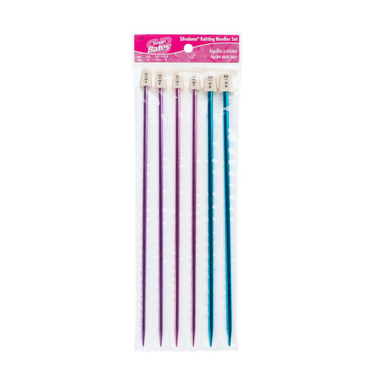 SB Silvalume 10" Single Point Knitting Needles, Set of 3
