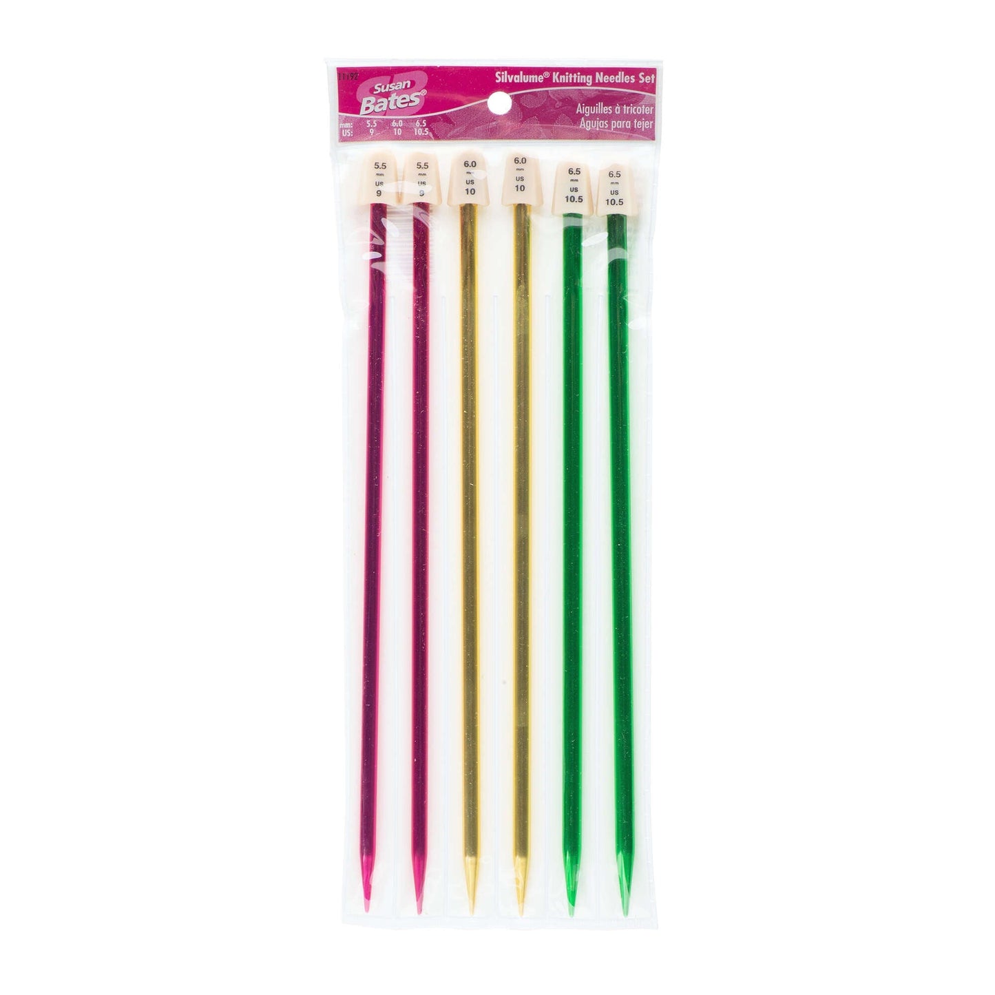 SB Silvalume 10" Single Point Knitting Needles, Set of 3