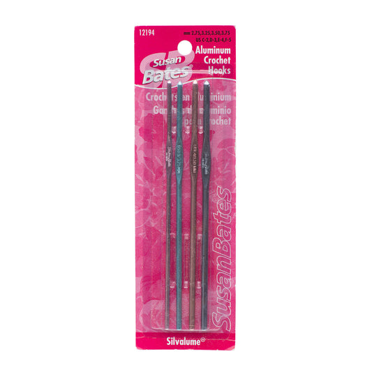 SB Silvalume Set of 4 Crochet Hooks, U.S. C/2, D/3, E/4, F/5