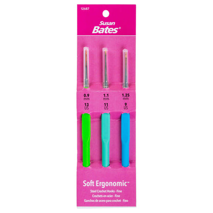 SB Soft Ergonomic Crochet Hook Set: Sizes 0.9, 1.1, 1.25 MM