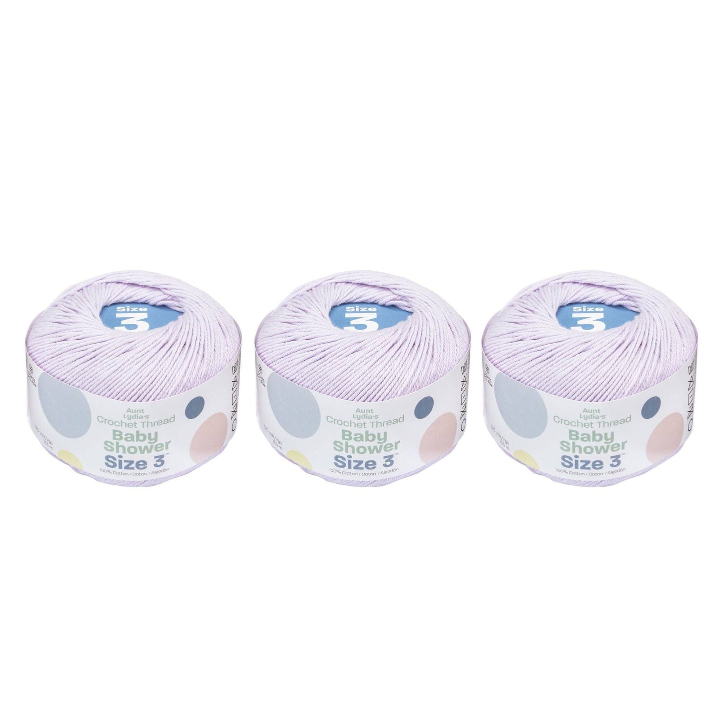 AL Baby Shower Crochet Thread Size 3 (3 Pack) - Clearance shades