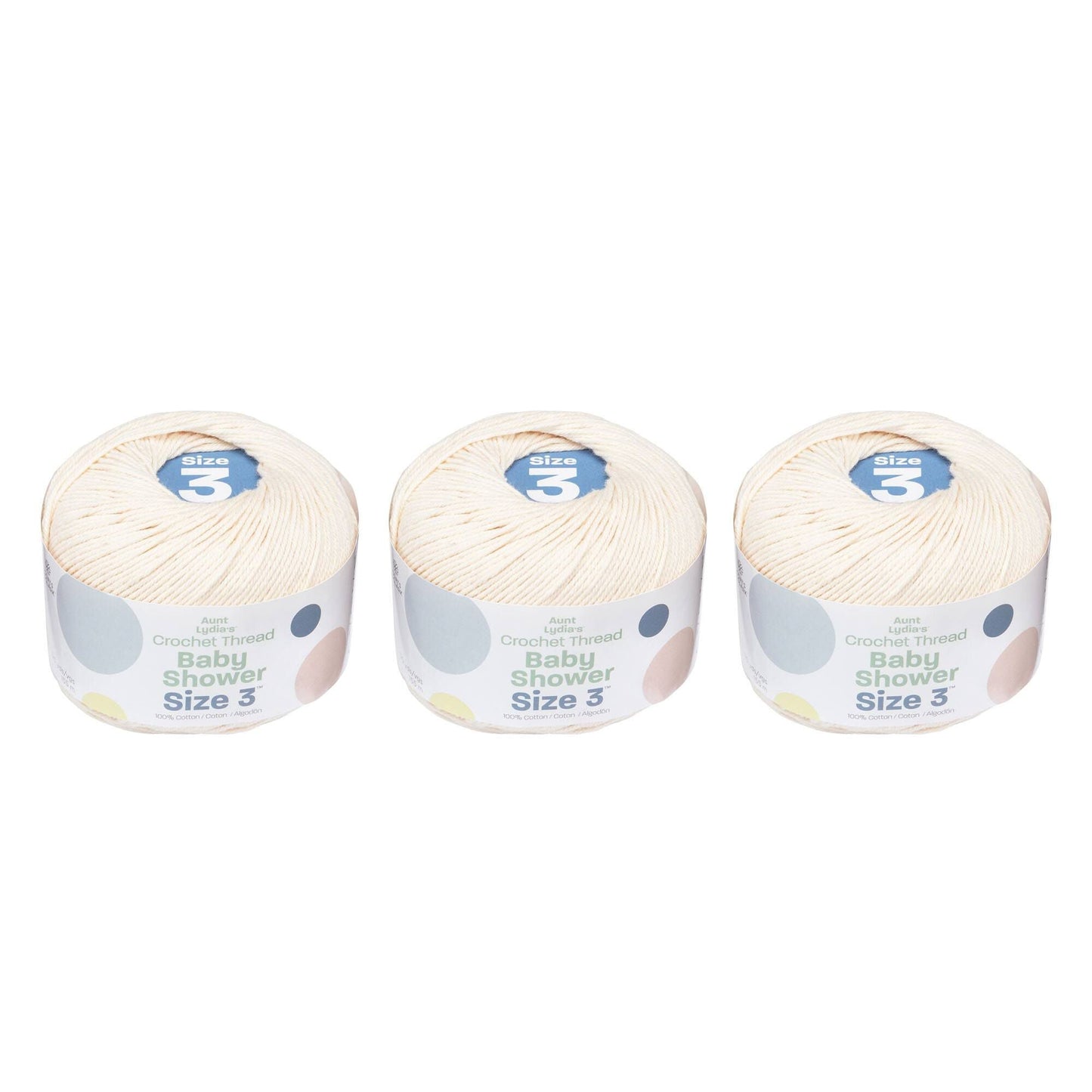 AL Baby Shower Crochet Thread Size 3 (3 Pack) - Clearance shades